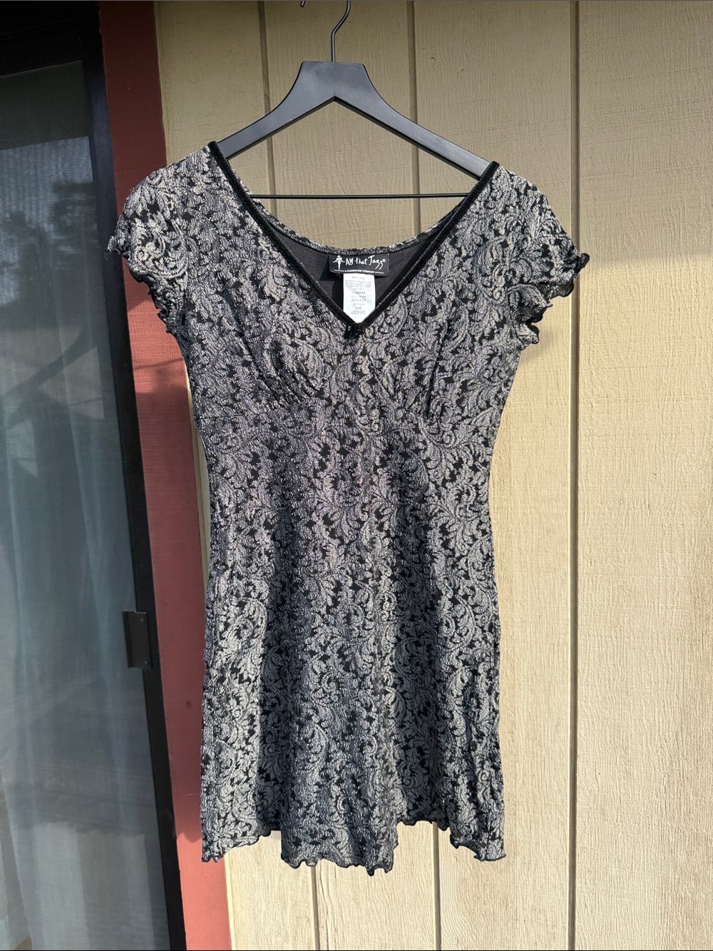 All That Jazz Black Lace-Effect V-Neck Dress Size small